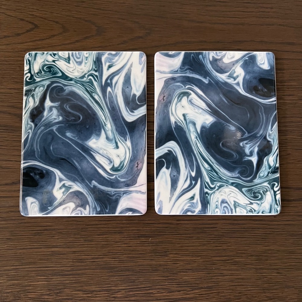 IKEA Marbled Swirl Replacement Coasters Set of 2 Blue White Teal Abstract Modern